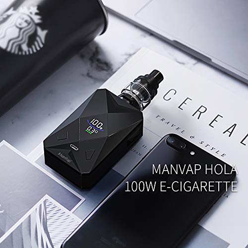 Cigarros Electronicos Vaper Manvap® Halo 100W E Cigarrillo Vape Mod con batería recargable Repuestos de la parte inferior Vape Pen No E Líquido sin nicotina (Negro)