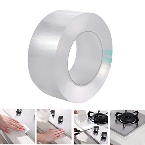 Cinta adhesiva multifuncional no residual para uso en interiores o exteriores, resistente al agua y al moho, cinta adhesiva transparente para baño, cocina, fregadero, lavabo, ducha, inodoro y pared