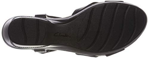 Clarks Lynette Deb, Sandalias con Plataforma Plana para Mujer, Negro (Black Leather-), 41 EU