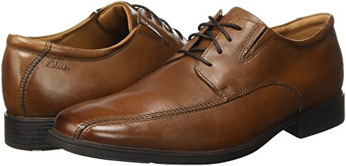 Clarks Tilden Walk, Zapatos de Cordones Derby, Marrón (Dark Tan Leather-), 42.5 EU