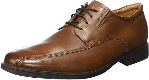 Clarks Tilden Walk, Zapatos de Cordones Derby, Marrón (Dark Tan Leather-), 42.5 EU