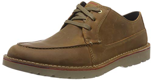 Clarks Vargo Vibe, Zapatos de Cordones Derby para Hombre, Braun Dark Tan Lea Dark Tan Lea, 42 EU