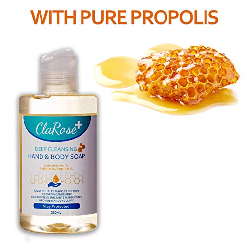 ClaRose - Jabón líquido para manos y cuerpo con propóleo puro; 250 ml