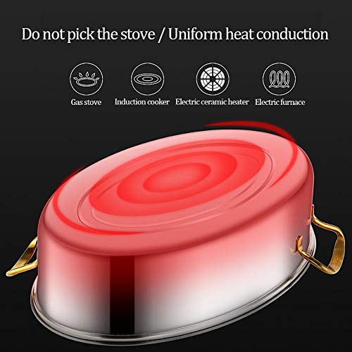 Cocción Al Vapor Pescado, Olla Sartén Acero Inoxidable Oval, Universal Para Cocina De Inducción, Estufa Multifuncional Alta Calidad 38cm Regalo De Cocina