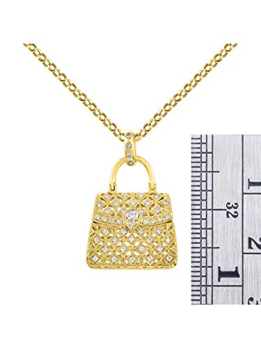 Collar con colgante de monedero de diamante de oro amarillo de 14 K estilo LV