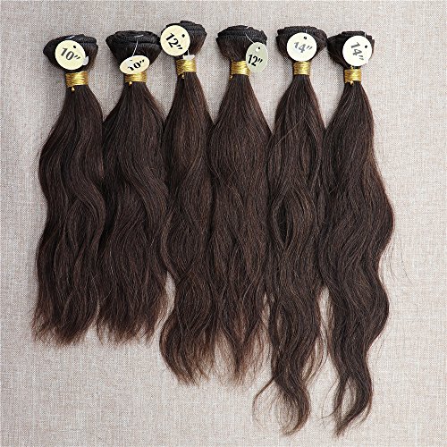 Color #4 Paquetes De Cabello Para Hacer Pelucas 10"X2pcs,12"X2pcs,14"X2pcs De Paquetes De Cabello Humano, 6pcs En Total Paquetes De Cabello Remy De Onda Natural De 200g