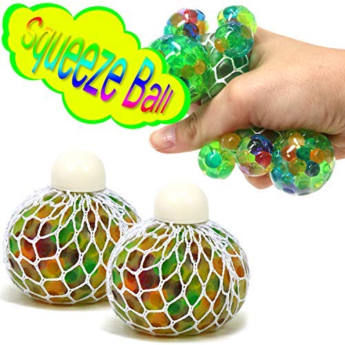 com-four® 2X Anti Stress Ball para niños y Adultos, Bola de aplastamiento en Red con Tapa Protectora (02 Piezas - Ø 6 cm)