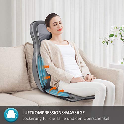 Comfier Shiatsu Masajeador de Espalda, Cuello y Hombros - Cojín de Masajeador Eléctrico con Amasamiento de 2D / 3D, Función Calor y Compresión de Aire, Respaldo de Masaje para Silla, Sillón y Asiento