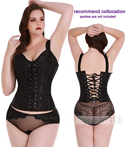 COMFREE Corsé Mujer Abdominal Medieval Steampunk Corset Ajustable Sexy Corpiños Talla Grande Negro M