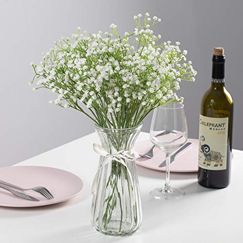 Comius Sharp 12 Piezas Plantas Artificiales Gypsophila, Flores Artificiales Falsos, Artificial Gypsophila Paniculata Flor para Bodas, Manualidades, Hogar, Fiestas o Regalo por San Valentín (Blanco)