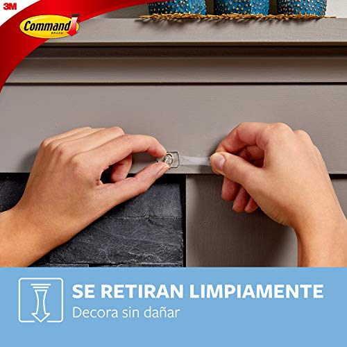 Command 17026CLR - Ganchos mini para decoración con tiras transparente, Pack de 20