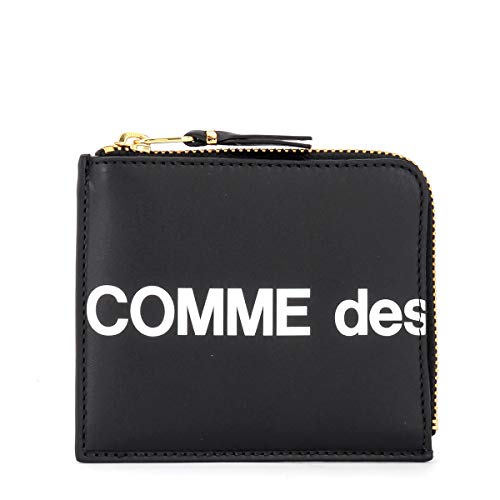 Comme des Garçons Wallet Cartera Huge Logotipo cierre de L de piel negra