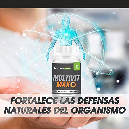 Complejo multivitamínico potente a base de vitaminas y minerales | Vitaminas A, B, B6, B12, B9, C, D, E y minerales | Energía y vitalidad | Protege el sistema inmunitario | 30 cápsulas