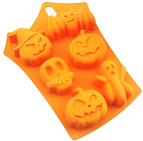 (Conjunto de 3) Molde de Silicona DIY de 6 cavidades para jabón, Chocolate, Pastel, Pan, Galletas, Festival de Fantasmas de Halloween, Calabaza de muñeca, Molde para Hornear Calaveras