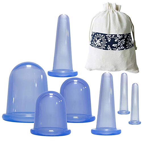 Conjuntos de terapia de ventosas, 7PCS / Set Conjuntos de terapia de ventosas de silicona Copas Masaje, Conjuntos de ventosas faciales Copa anticelulítica Copa de masaje de succión al vacío