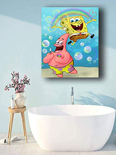 Coobal Lindo Anime Bob Esponja Moderno Salón Tema Dormitorio Cuarto de Baño Oficina Salón Decoraciones 45,7 x 61 cm