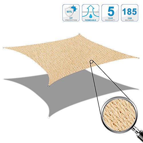 Cool Area - Toldo parasol rectangular (2 x 4 m, protección UV para balcón, terraza, jardín), arena