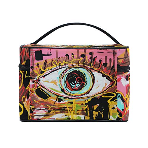 COOSUN Art Abstracto Composición de Humano Ojo Cosméticos Bolsa de Lona de Viaje Neceser Bolsa de Maquillaje de una sola capa Organizador Multifunción Cosmética para Mujeres