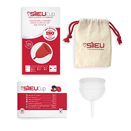 Copa Menstrual Sileu Bell para Cérvix Bajo - Copa Menstrual Suave de Iniciación con Bolsa de Regalo - Silicona de Grado Quirúrgico Aprobada por la FDA - Talla S