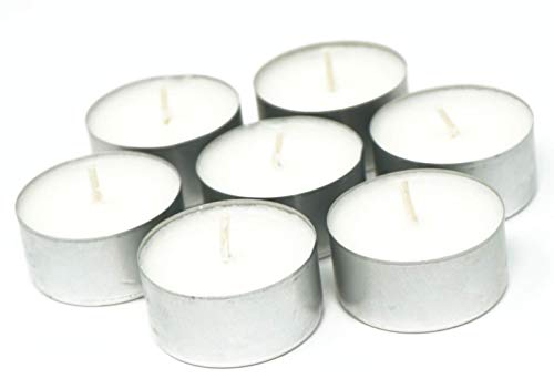 Coraz Home - Juego de 100 velas de té naturales, 100% mezcla de cera vegetal, sin parafina, tiempo de combustión, 4 horas en taza de aluminio, respetuosa con el medio ambiente, sin plástico