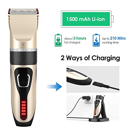 Cortapelos Hombres, PURKOO Cortapelos Profesional Hombres Máquina Cortar Pelo Kit IPX7 Impermeable Cuchilla de Titanio y Cerámica Pantalla LED, Cortadora de Pelo Inalámbrica Batería Recargable