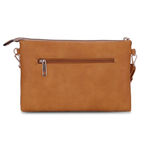 CRAZYCHIC - Bolso Bandolera Lentejuelas Mujer - Cartera de Mano Cuero PU Rayas - Bolsos de Fiesta Noche Embrague Pochette Clutch - Bolsos Hombro Crossbody Mensajero Moda - Camel