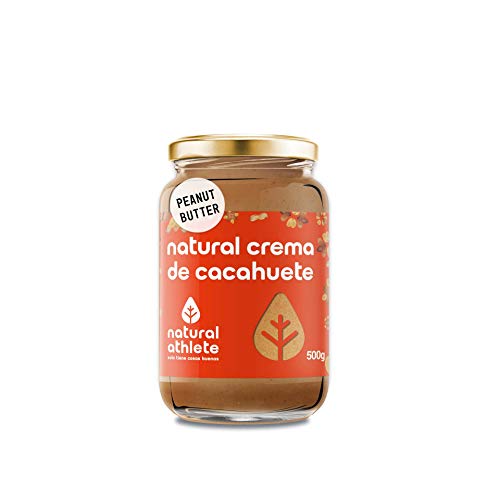 Crema de Cacahuete Natural Athlete 100% Cacahuete Sin Azúcar, Vegana, Sin Gluten, Sin Lactosa -500 g