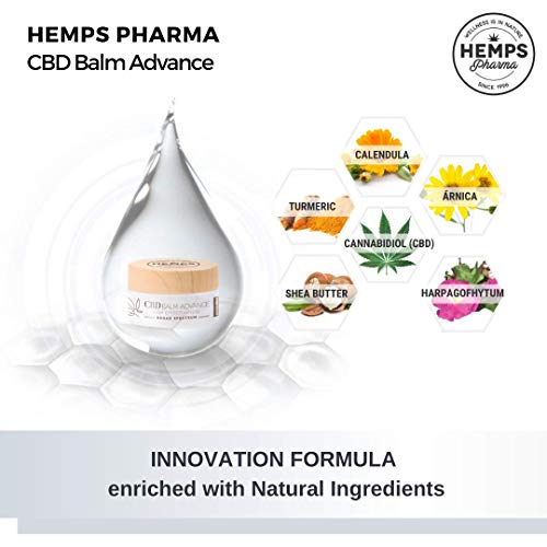 Crema de Cañamo de Alta Efectividad para Alivio de Dolores Musculares y Articulares - Crema calmante de CBD (500 mg Cannabidiol) e Ingredientes Naturales - Hemps Pharma - CBD Balm Advance | 30ml