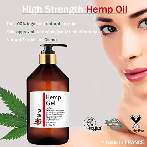 Crema Gel Calmante y Hidratante de masajes corporal, lubricante alivia dolores muscular Pomada tratamiento con aceite de cáñamo antiinflamatorio natural 1000 ml Dispensador