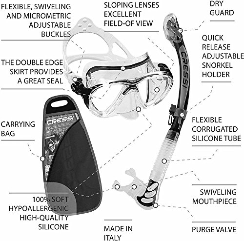 Cressi Big Eyes Evolution & Kappa Ultra Dry Schnorchel - Pack de snorkel (tubo y gafas), color negro