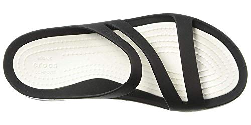 crocs 203998, Chanclas Mujer, Negro (Black/White), 37/38 EU (W 7 US)