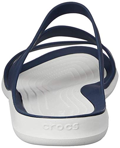 Crocs Swiftwater Sandal Women, Sandalias con Punta Abierta para Mujer, Azul (Navy/White 462B), 39/40 EU