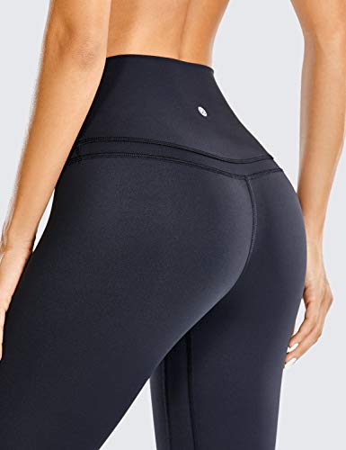 CRZ YOGA Mujer Naked Feeling Deportivos 7/8 Leggings Yoga Fitness Pantalon de Cintura Alta con Bolsillos-63cm Negro-R009 38