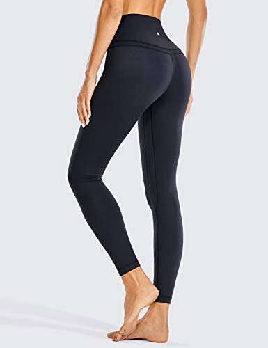 CRZ YOGA Mujer Naked Feeling Deportivos 7/8 Leggings Yoga Fitness Pantalon de Cintura Alta con Bolsillos-63cm Negro-R009 38