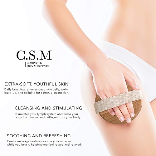 C.S.M Cepillo corporal para húmedo o en seco y exfoliante suave para una piel más suave y brillante - elimine la celulitis y la piel seca, mejore su circulación