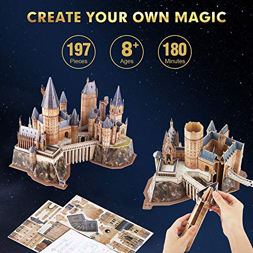 CubicFun Puzzle 3D Harry Potter Hogwarts Castillo Escuela de Brujería y Hechicería Kits de Construcción Modelo, DIY Juguetes 3D Rompecabezas Regalos para Adultos y Niños, 197 Piezas