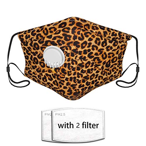 Cubierta Protectora Reutilizable de Piel de Animal con Estampado de Leopardo con filtros de válvula de respiración y 2 filtros para Hombres/Mujeres