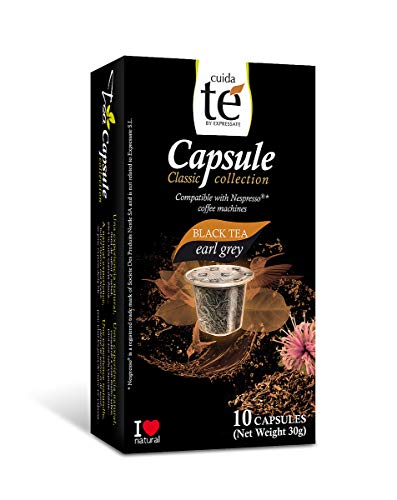 CUIDA TÉ - Té Nego Cápsulas Nespresso, Té Negro Earl Grey, Compatibles con Máquinas Nespresso, 60 Cápsulas Té Negro Earl Grey