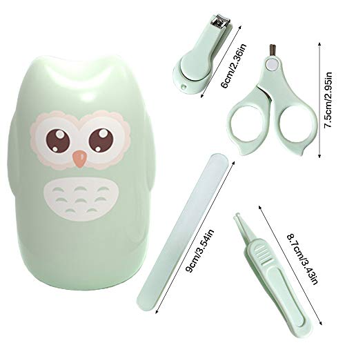 Cuidado de Bebe,Set de Manicura Bebe,Kit de Aseo para Bebés,Juego de Cortaúñas para Bebé,Limas de Uñas Bebe,Tijeras para Uñas Bebe,Set de Uñas para Bebe (Verde)