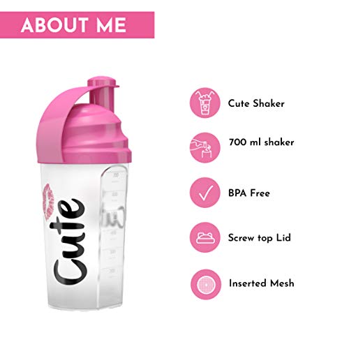 Cute Nutrition Shaker coctelera rosa para mujer 700ml Duradero de alta calidad Apto para lavavajillas y sin BPA