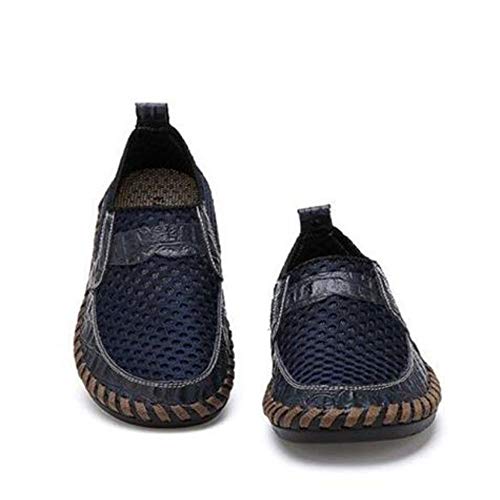 Czcrw Nuevos Hombres Zapatos Netos Cuero Genuino Verano Casual Hombres Sandalias Hombres Mocasines Zapatos Estilo Perezoso Respirable Antideslizante Romano Calado Caladas Zapatillas Sandalias