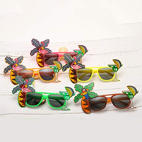 dancepandas Gafas Hawaianas Sol 5PCS Gafas de Fiesta Divertidas Tropicales Gafas de Flamenco Gafas Decorativas para Niños y Adultos