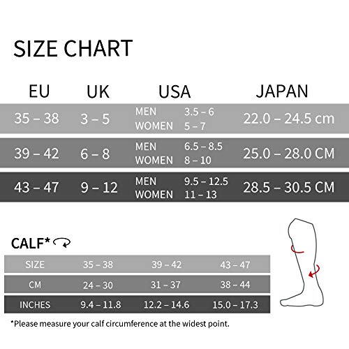 DANISH ENDURANCE Calcetines de Compresión de Algodón Orgánico Pack de 1 (Negro, EU 43-47)