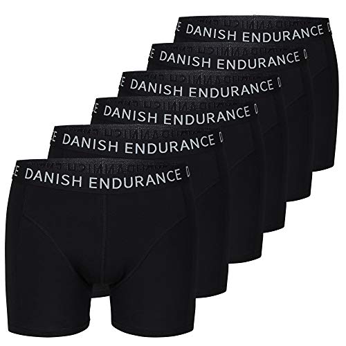 DANISH ENDURANCE Calzoncillos Bóxers de Algodón para Hombre, Ropa Interior, Elásticos, Ultrasuaves, Pack de 6 (Negro, XL)