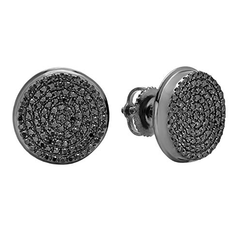 Dazzlingrock Collection - Pendientes de tuerca para hombre, diseño redondo de diamante negro de 0,40 quilates