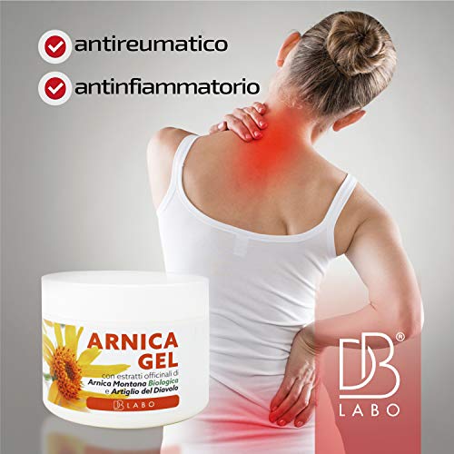 DBLabo Arnica 35% Gel con extractos de garra del diablo - No graso - Ideal para masaje deportivo, enganches, traumas y contracturas - Made en Italia