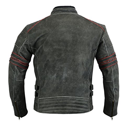 DC-4088 - Chaqueta de piel para motorista con protección para hombre