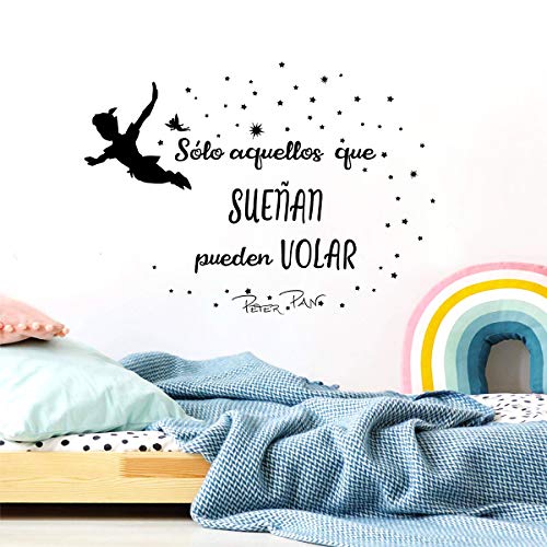 decalmile Pegatinas de Pared Letras y Frases Sólo Aquellos Que SUEÑAN Pueden Volar Vinilos Decorativos Peter Pan Estrellas Adhesivos Pared Habitación Infantiles Niños Bebés Guardería