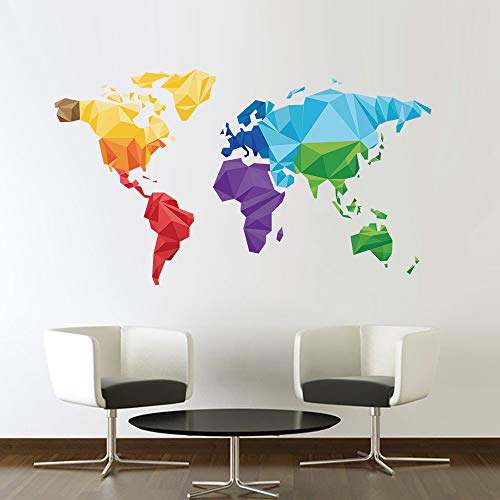 decalmile Pegatinas de Pared Tema de Origami Mapa del Mundo Vinilos Decorativos Niños Bebés Infantiles Dormitorio Salón Oficina Adhesivos Pared