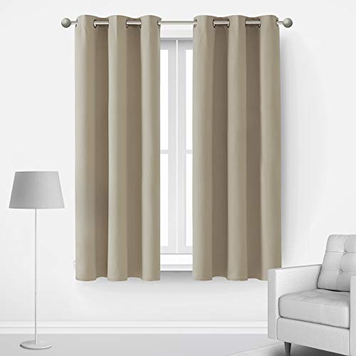 Deconovo Cortinas Opacas con Aislamiento Térmico para Oficina Hotel Ventanas con Ollados 2 Piezas 107 x 138 cm Beige Oscuro